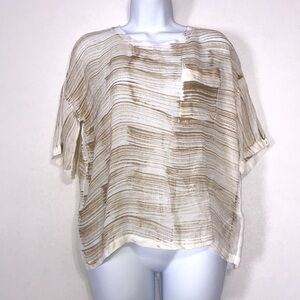 The T Refinery Oversized Striped Pocket Tee Tan XS